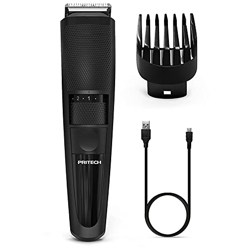 Electric Hair Clipper Cordless Beard Trimmer for Men Professional Barber Clippers, Hair Clipper with Comb Attachment and 20 Adjustable Settings, Washable Black by PRITECH…